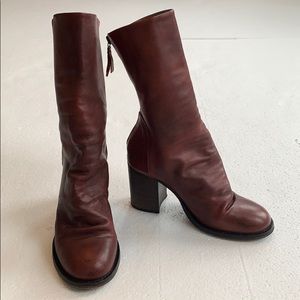 Free People Leather Slouch Boots Dk Red 37 EU 7 US